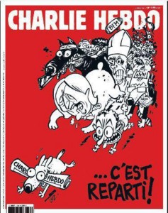 La copertina del nuovo numero di Charlie Hebdo, il secondo dopo l'attentato del 7 gennaio.